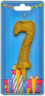 Свічка для торта Україна 'Цифра 7' золото