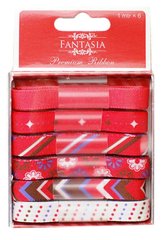 Набір стрічок з тканини Fantasia ribbon 'Фламінго' 6 шт, 1м 9450Е012