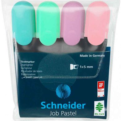 Маркер текстовыделитель Schneider Job пастельные цвета, набор 4 шт S115098