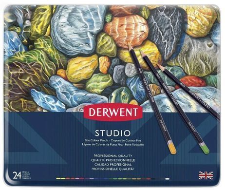 Карандаши цветные 24цв. Derwent Studio в металлической коробке 32197