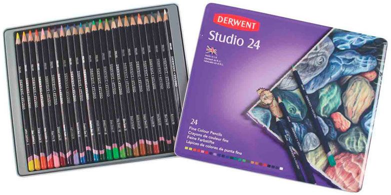 Олівці кольорові 24кол Derwent Studio у металевій коробці 32197