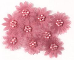 Квіти МАРГАРИТКИ з перлинами рожеві 3,5см 10шт. DALPRINT 947AS1001
