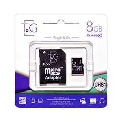 Картка памяті MicroSDHC 8GB T&G class 10 (adapter SD) TG-8GBSD