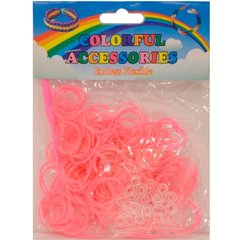 Гумки для плетіння Rainbow Loom 200шт. однотонные Малинові 8351 +крючок