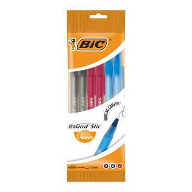 Ручки шариковые BIC Round Stic 6шт ассорти, в блистере bc929071