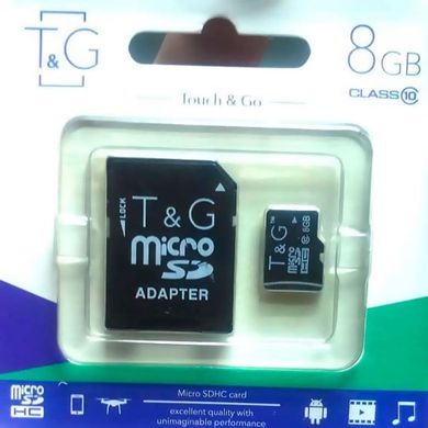 Картка памяті MicroSDHC 8GB T&G class 10 (adapter SD) TG-8GBSD