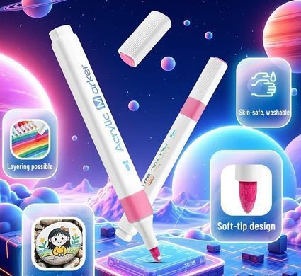 Маркер акриловий Acrylic Marker набір 18шт Павич 0003-18 трикутні, у пластиковому футлярі