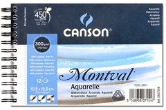 Альбом для акварелі Canson 10,5*15,5см Montval Fin 12арк 300г/м спираль CON-200807154R
