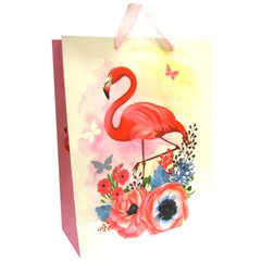 Пакет подарочный бумажный Tukzar 32*26*10см Фламинго, 4 дизайна XM-2057(M)