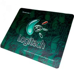 Коврик для мыши 250х200мм ткань + резина Logitech (большой логотип) Green