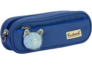 Пенал мягкий на 2 отделения Cool For School Котик CF6885-*, Синий темный