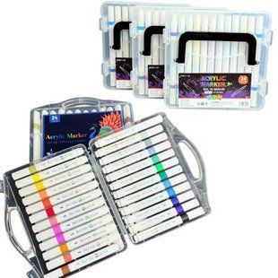 Маркер акриловий Acrylic Marker набір 24шт Павич 0003-24 трикутні, у пластиковому футлярі