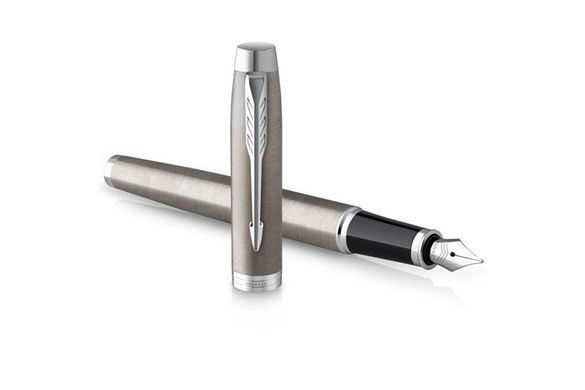 Набір ручок Parker 26 292b242 IM Stainless Steel перова + кулькова та чохол, набір подарунковий перо F