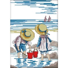 Набор для вышивания Идейка K209 28*35см 11СТ Дети на море 2