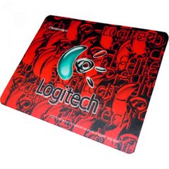 Килимок для миші 250х200мм тканина + гума Logitech (великий логотип) Red