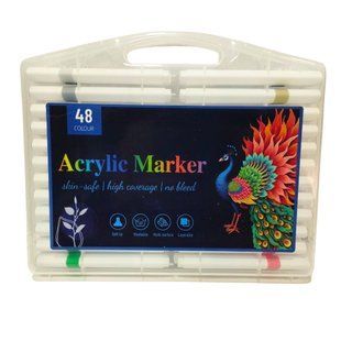 Маркер универсальный акриловый Acrylic Marker набор 48 шт Павлин 0003-48 трехгранные, в пластиковом футляре